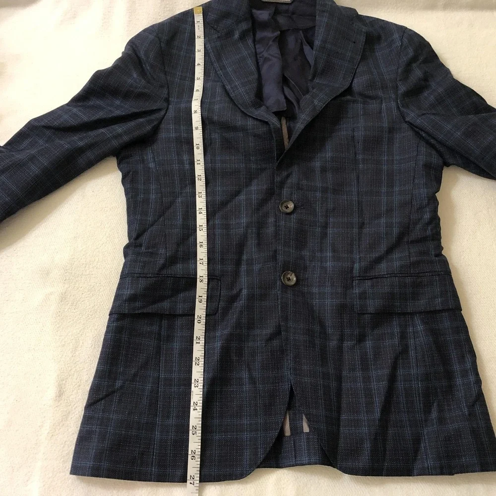 Jack Victor Blazer Mens 36S Blue Plaid Super 130s Wool Sport Coat Jacket Canada